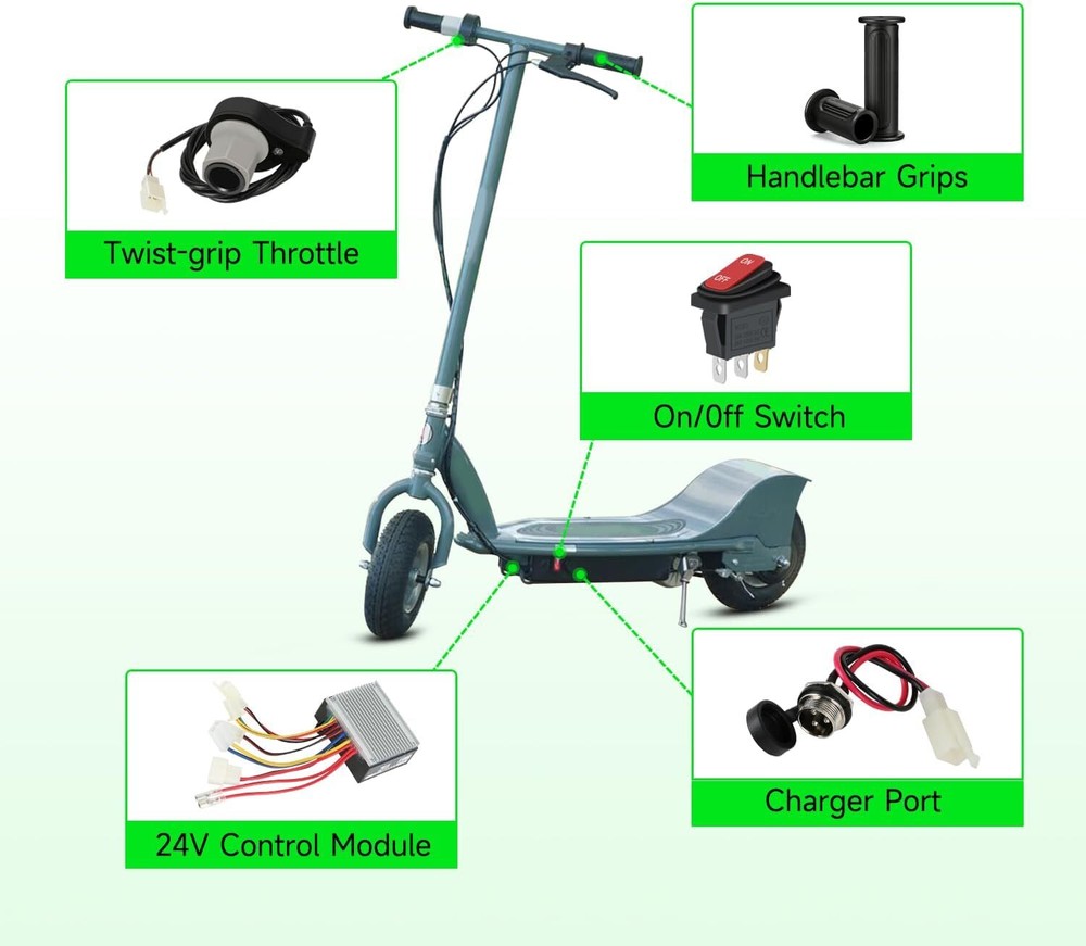 24V Controller and Throttle Grip Kit For Razor E200 E300 MX350 Electric Scooter