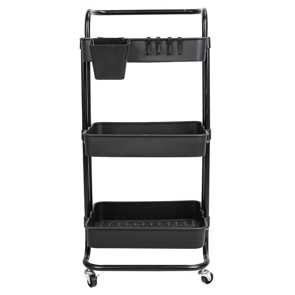3 Tier Rolling Tool Cart w/ Wheels Organizer Service Utility Movable Storage