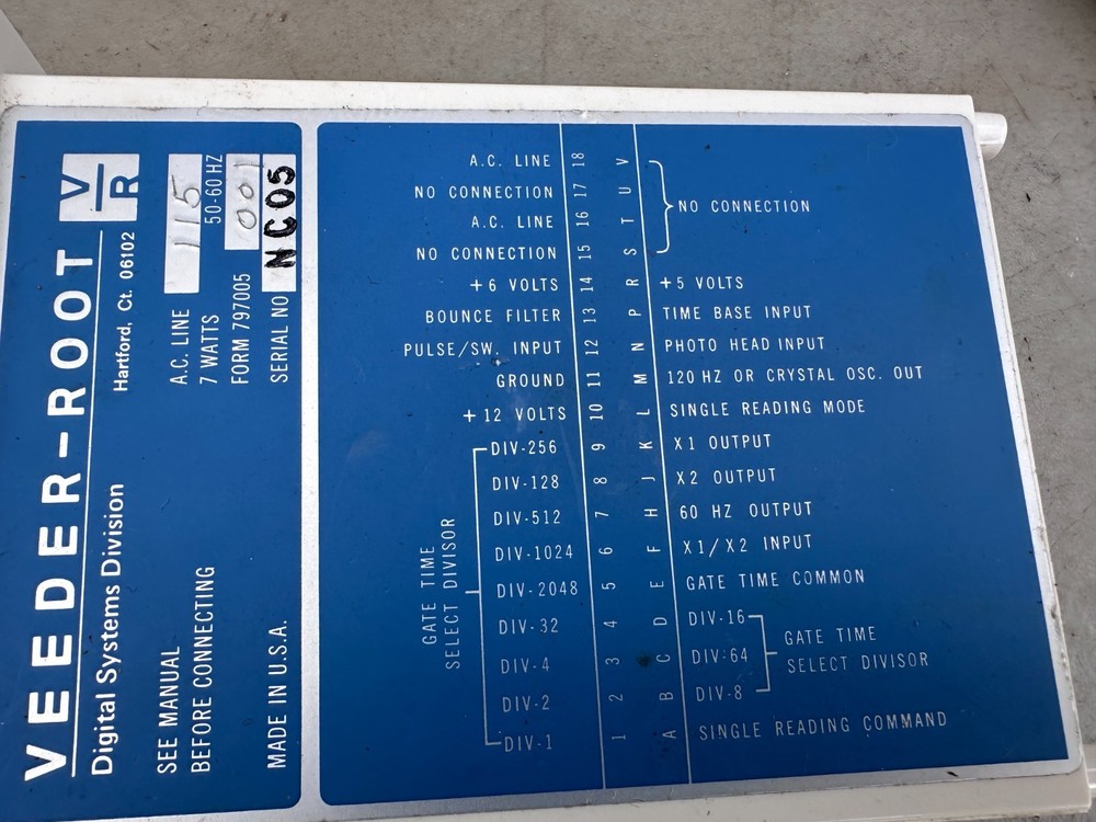 VEEDER-ROOT 7970 Rate Indicator
