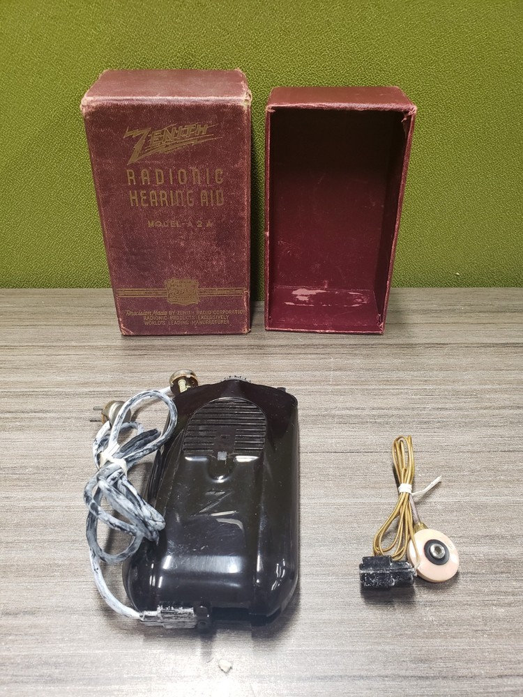 Antique Zenith A2A Radionic Hearing Aid Speaker with Box UNTESTED Vintage