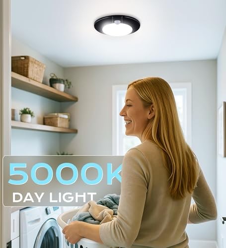 [2 Pack] Motion Sensor Ceiling Light Indoor,120V CRI90 10W Black | 2 Pack