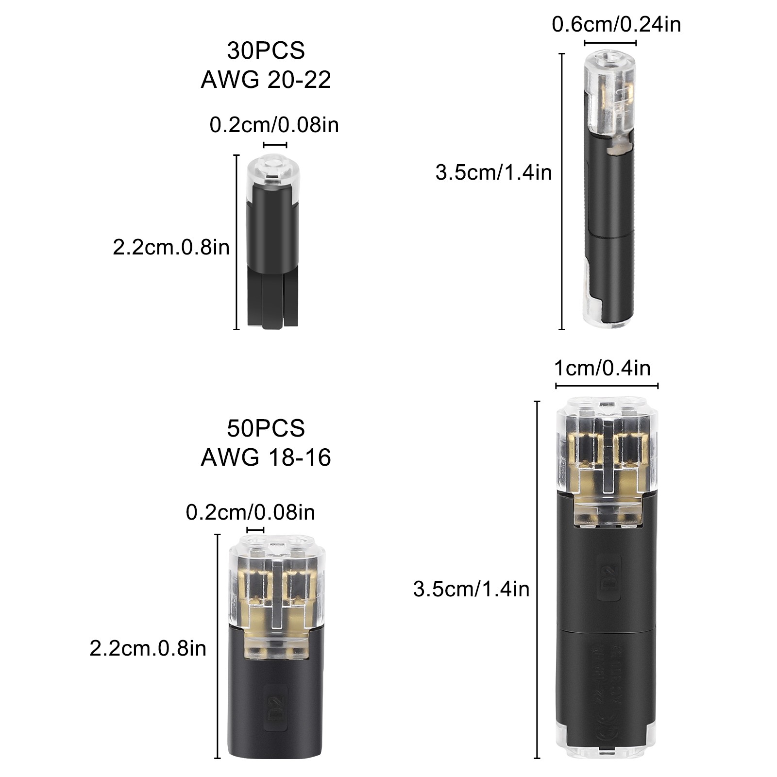 80PCS Plug-In Quick Wire Connector Kit 1-Pin 2-Pin Reusable Clamp Terminal Block