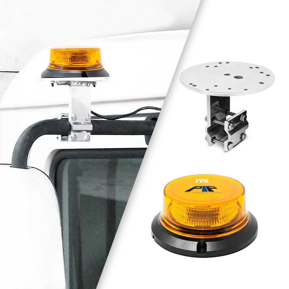 Pro LED Class 1 Amber LED Permanent Mount Warning Light Beacon w/Mirror Bracket