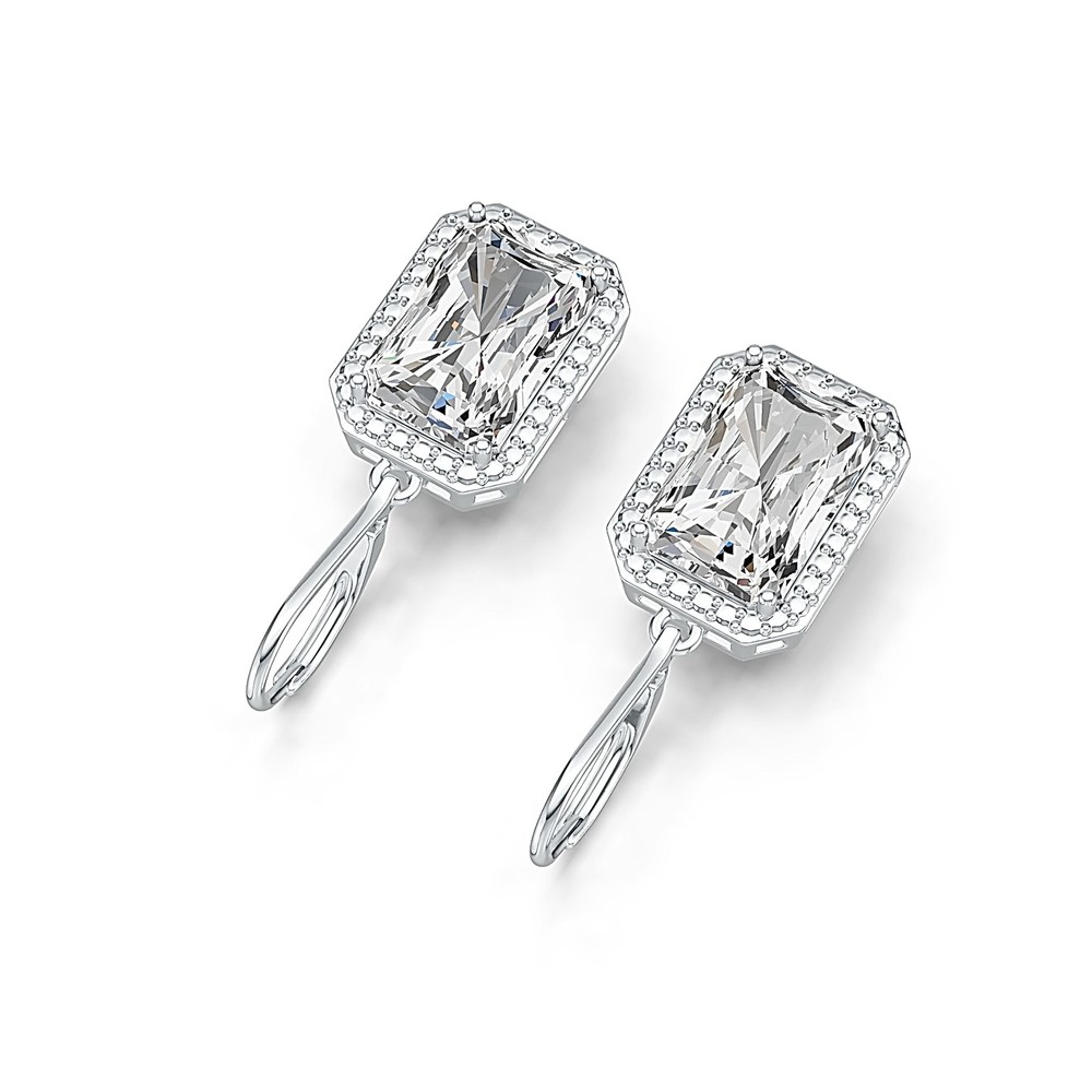 Sterling Silver Semi Mount Earrings Setting Emerald OCT 12X8mm