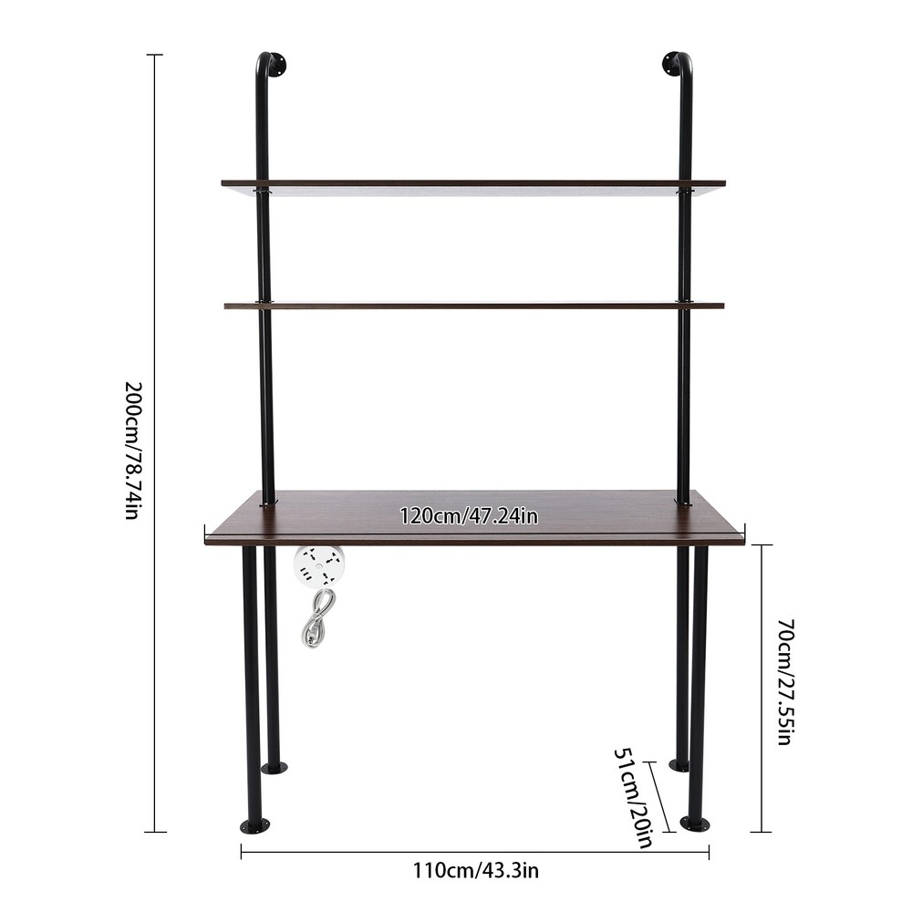 3 Tiers Wall Mount Computer Writing Table Wall Mounted Desk Wall Organizer