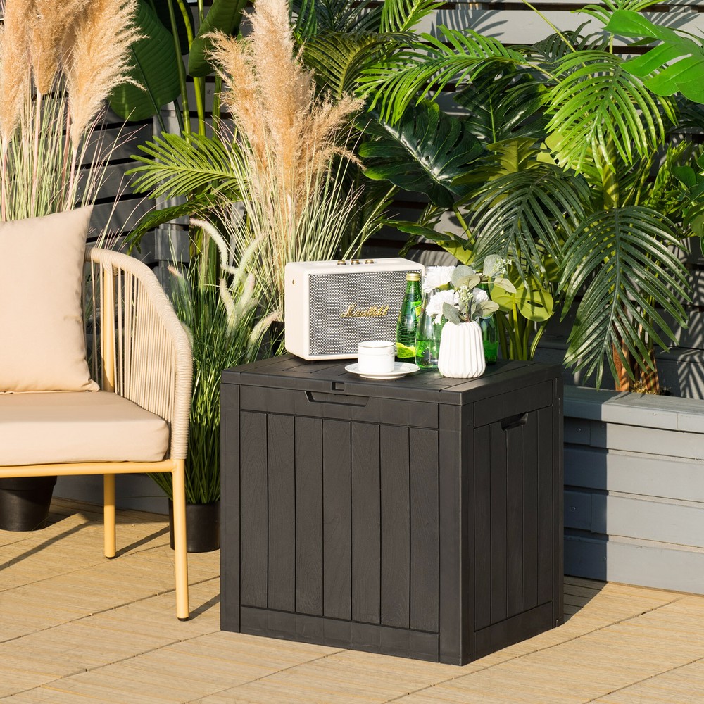 30 Gallon Deck Box Storage Container Seating Tools Organization Deliveries Black