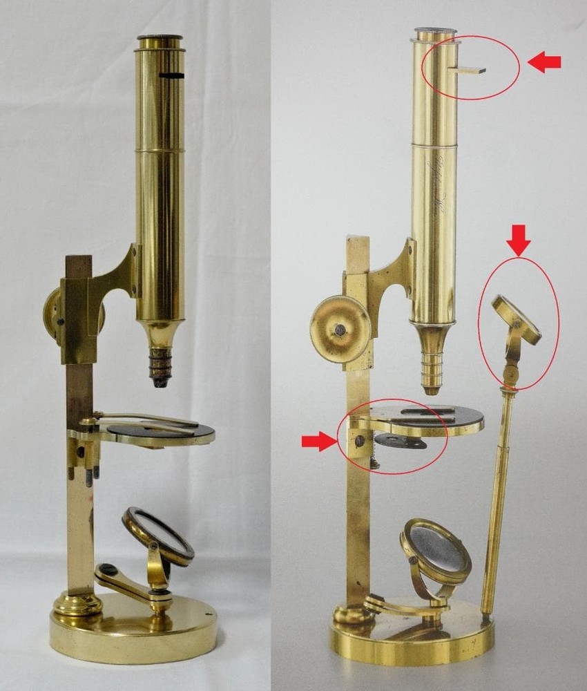 microscope antique vintage collectible Simon Pressl's "achromatic" microscope