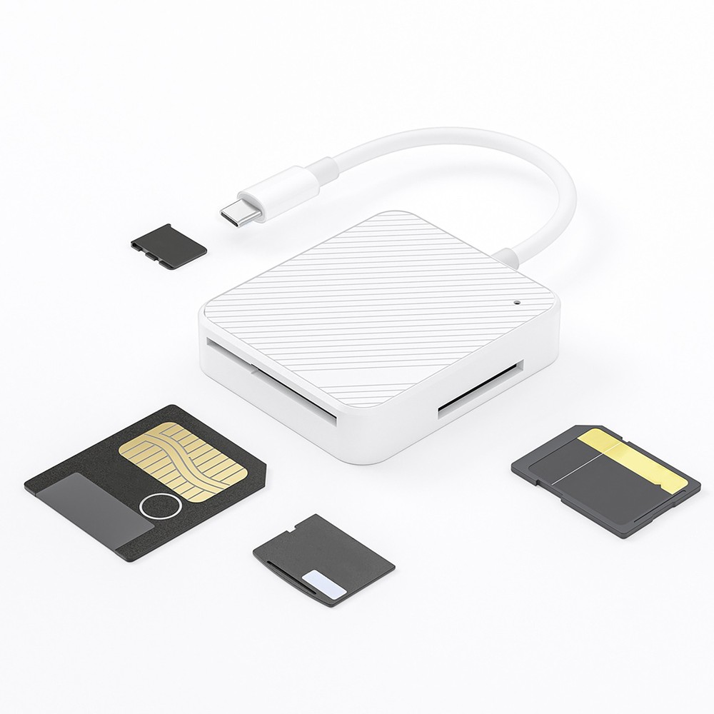 4 in 1 Type-C USB-C Smart Media M2 SD SM XD Memory Card Reader Adapter White