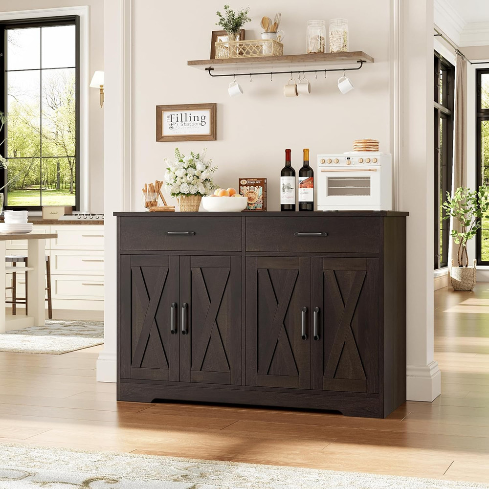 HOSTACK Buffet Cabinet with Storage, 47.2" Kitchen Sideboard Buffet with Drawers