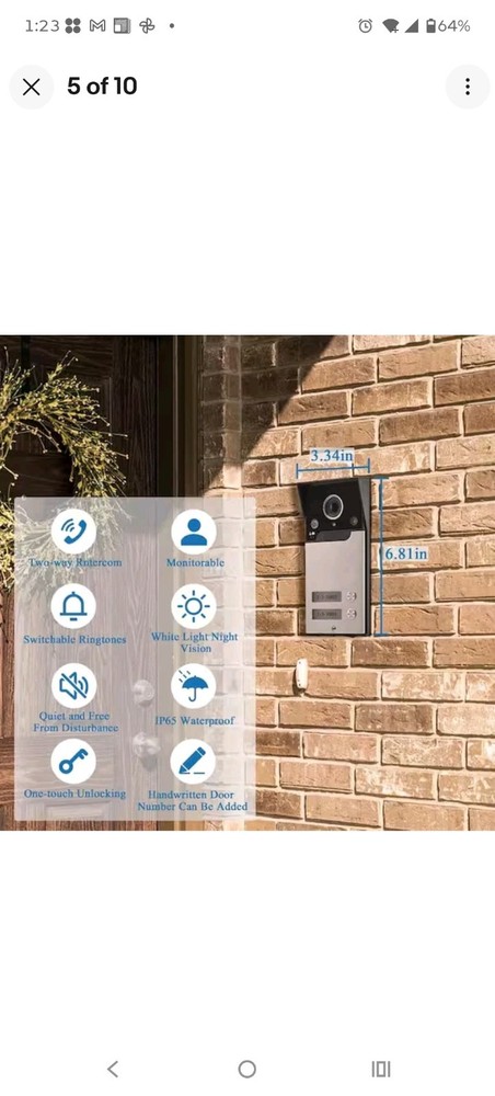 WIred Doorbell Camera with Night Vision, W/2 7in. Video Intercom System