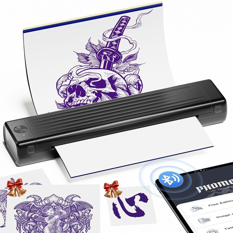 Tattoo Printer AI Wireless Monochrome Stencil Design Machine Portable Temporary