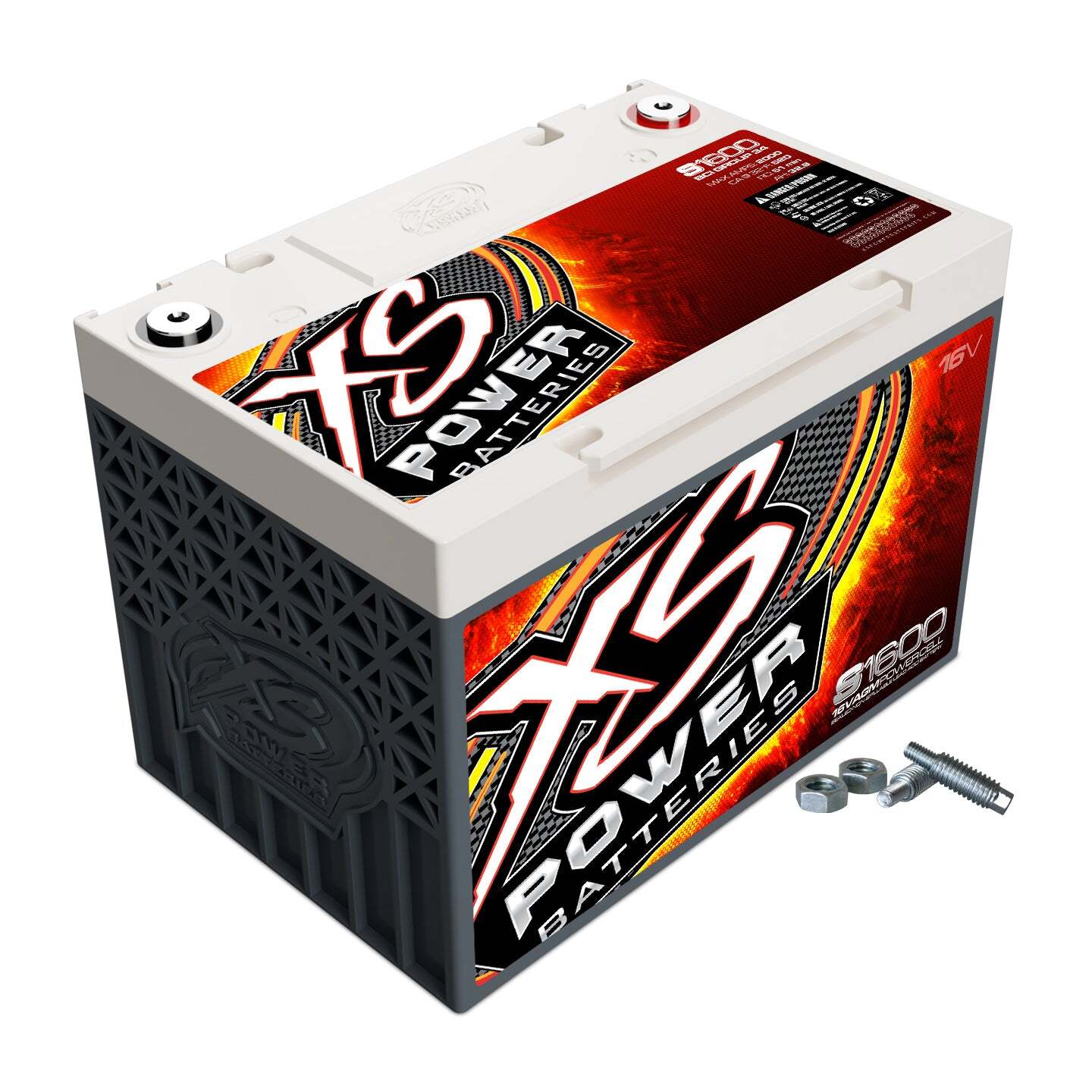 XS Power S1600 16V Lightweight AGM Battery with 3/8" Stud Terminal, Max 2000Amps