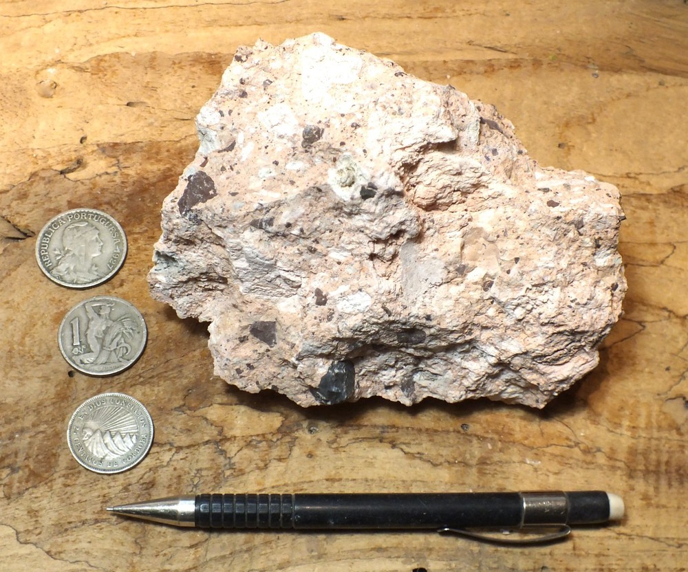 tuff breccia - welded pink volcanic ash with angular clasts - display specimen