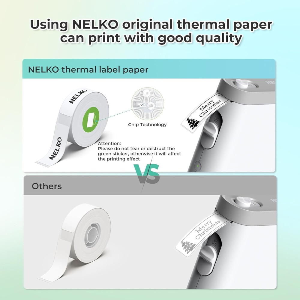 Nelko P21 Bluetooth Label Maker with Tape Wireless Mini Printer Home Office