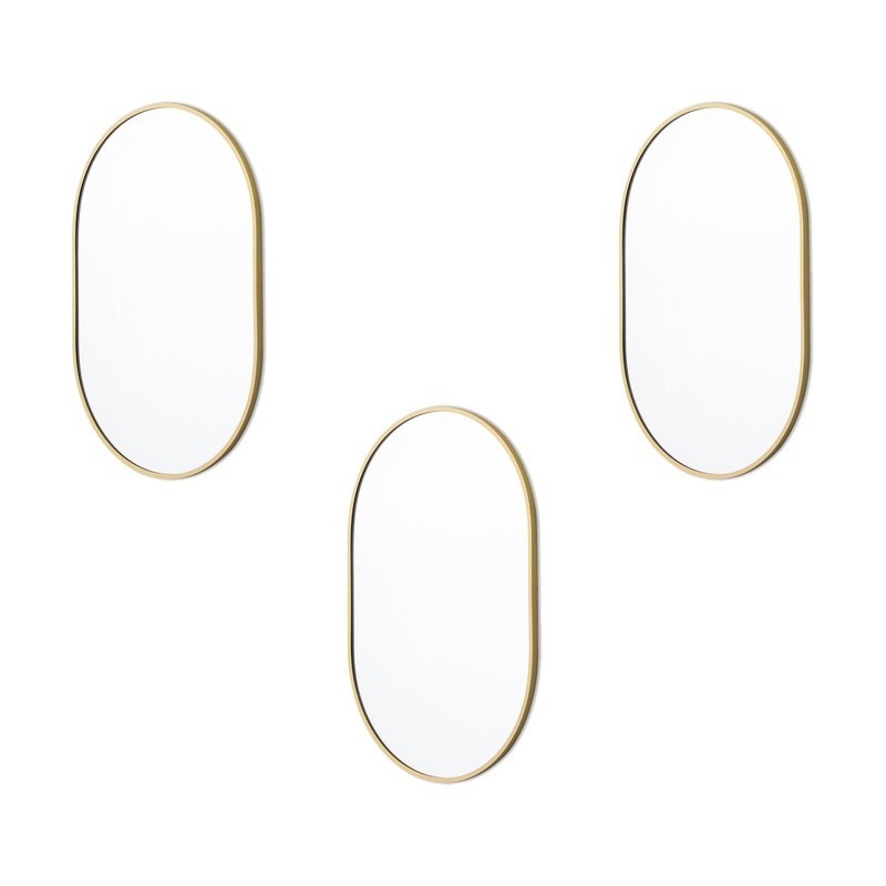 3PC Gold Capsule Shape Mirror Set W/ Removable Chain Versatile Display 8" x 12"