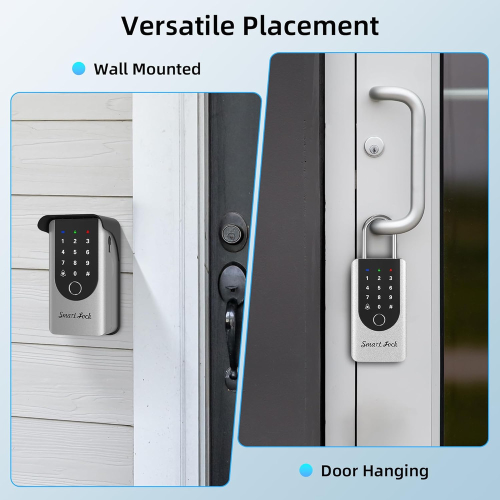 Fingerprint Key Box, Smart Key Lock Box with Bluetooth, Passcode, Doorbell, Weat