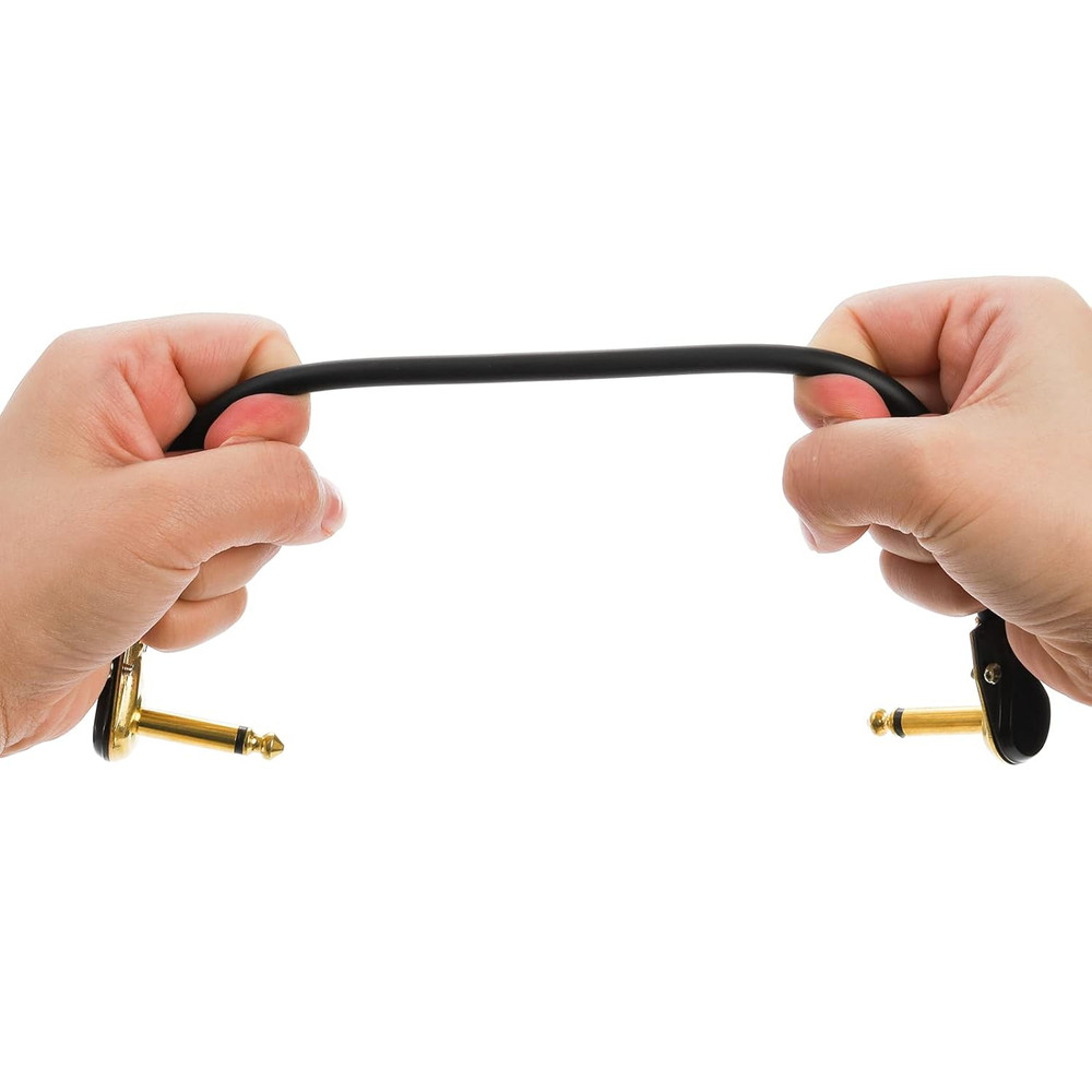 Guitar Patch Cable 4-Pack, 12" Flat Low Profile with Right Angle Connectors