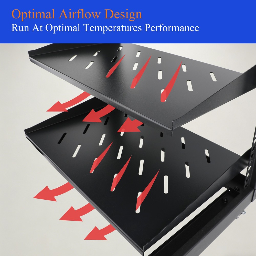 1/2Pcs 19" Rack Mount Fixed Rack Server Shelf 1U Vented Rack Mount Tray