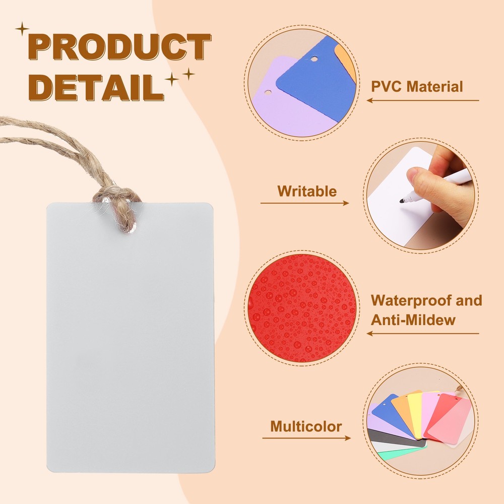 100Pcs Grey Plastic Shipping Tags, 2" x 1" Labeling Tags with Thread & Wire