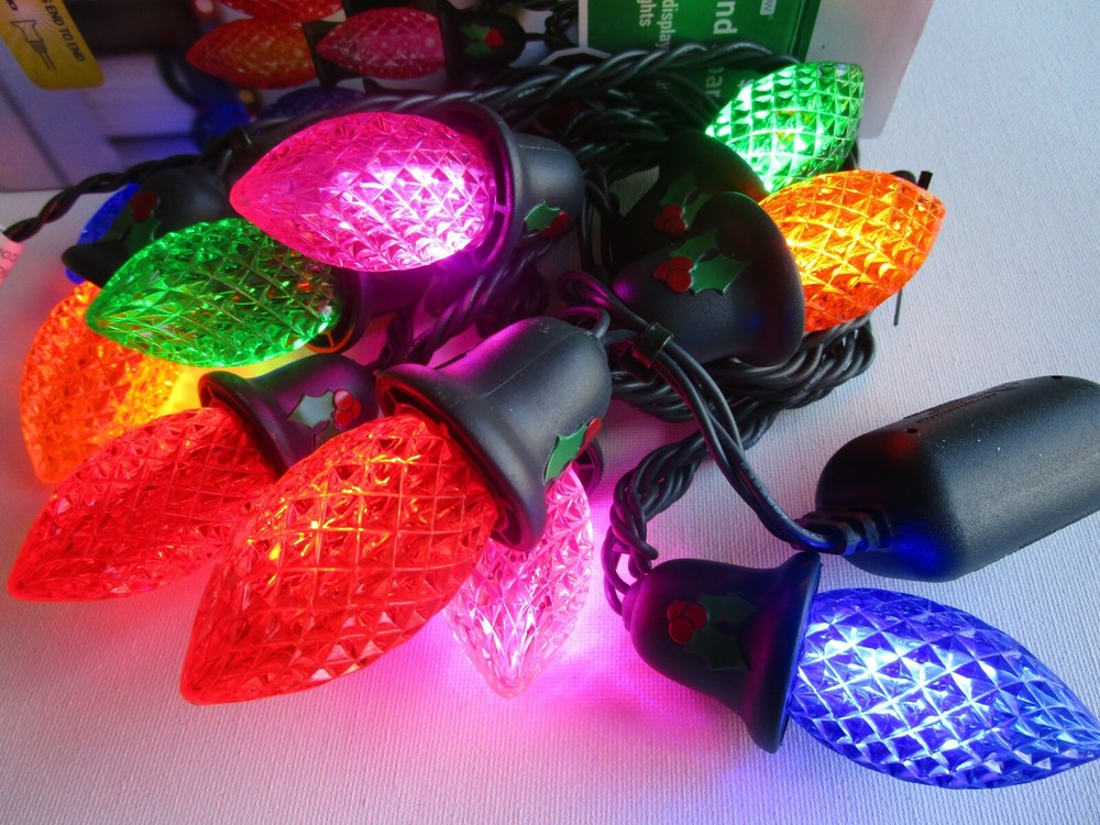 Diamond Cut LED Lights Diamond Sparkle Multi Color C9 String Lights NEW