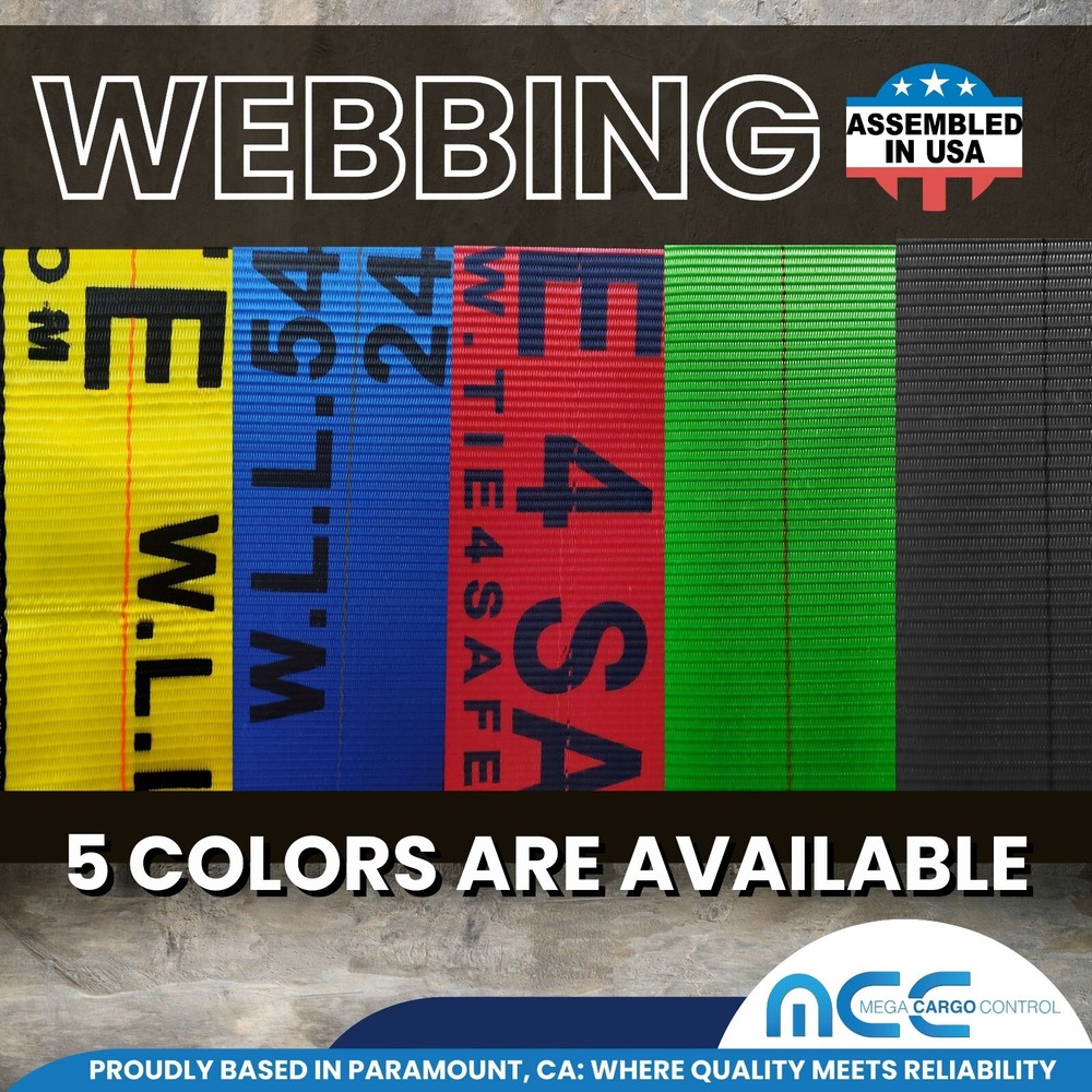 2 Pack 4" x 5' Roll Off Container Winch Strap for Cargo Securement Construction