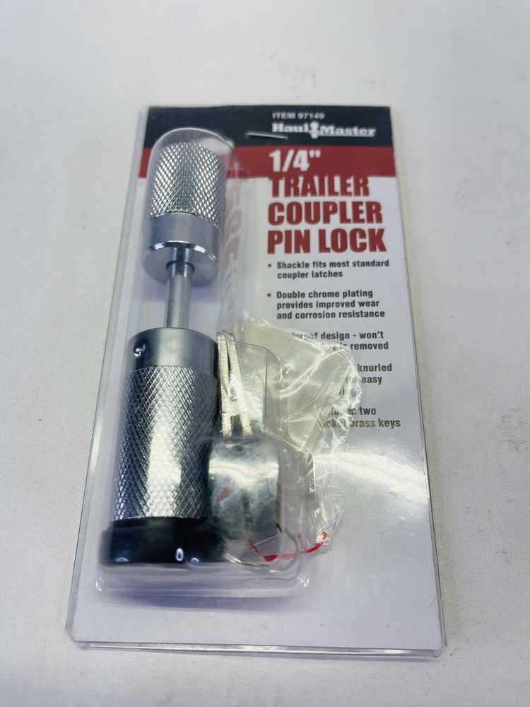 NEW ! 1/4'' HITCH PIN TRAILER COUPLER LOCK 2 KEYS SAME KEY OPEN/LOCK