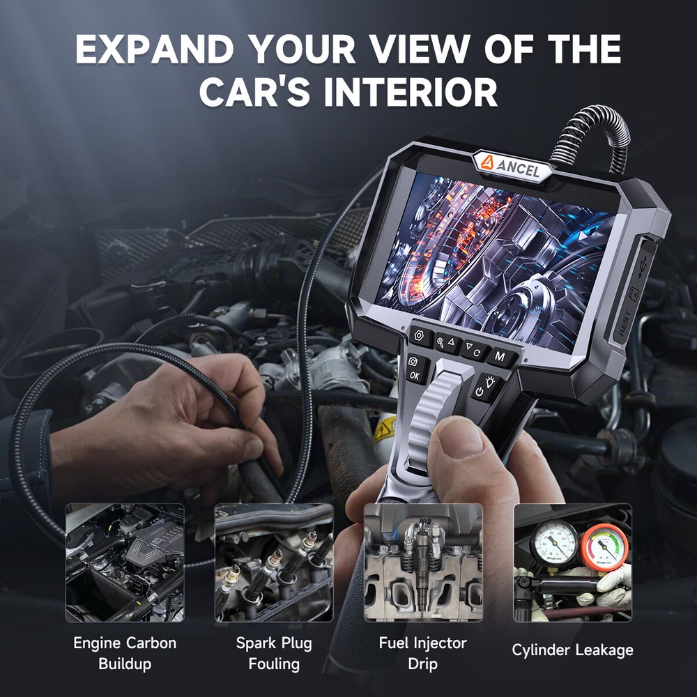 ANCEL AN301 Articulating Endoscope Camera 4.3'' Borescope Continuous Recording