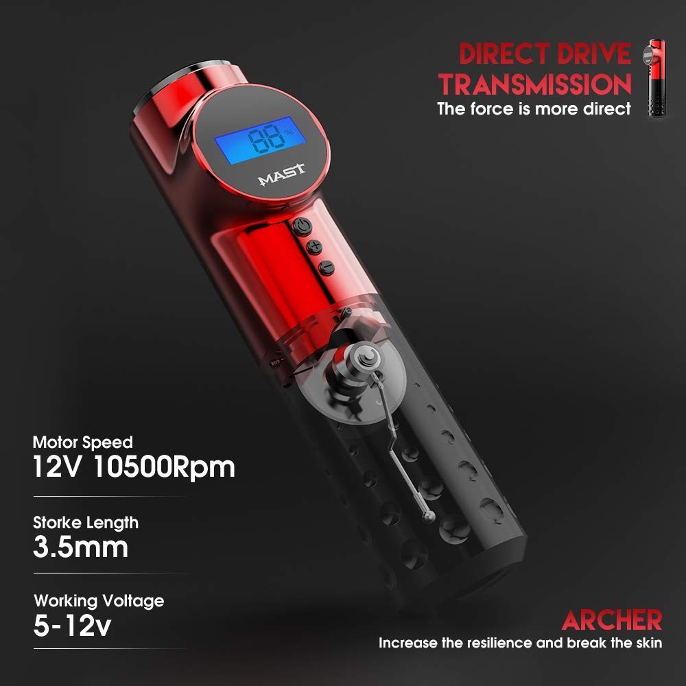 MAST Archer Wireless Tattoo Machine - Coreless Motor=
