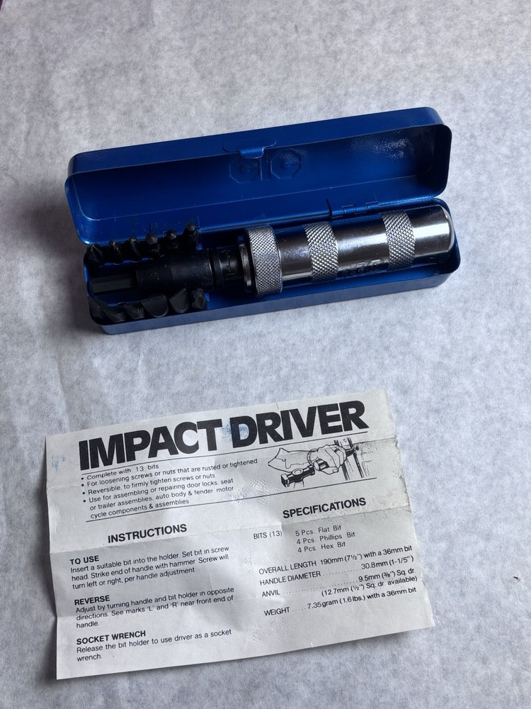 CIC Impact Driver No 2500 Complete 13 Bits, Metal Case, Original Box & Insert