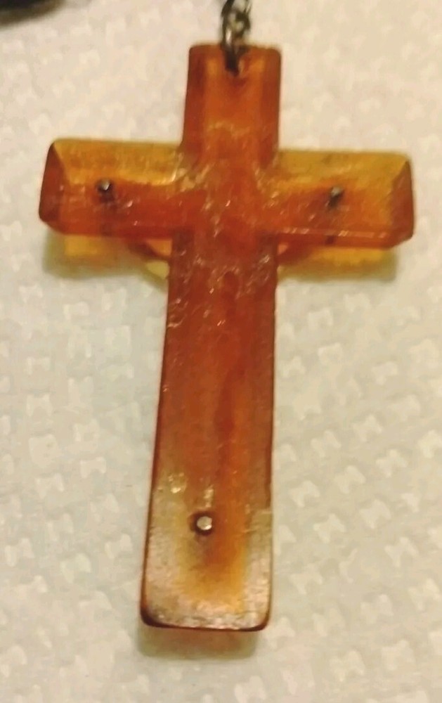 Antique Irish Rosary Butterscotch Bakelite Crucifix Cross Excellent Condition