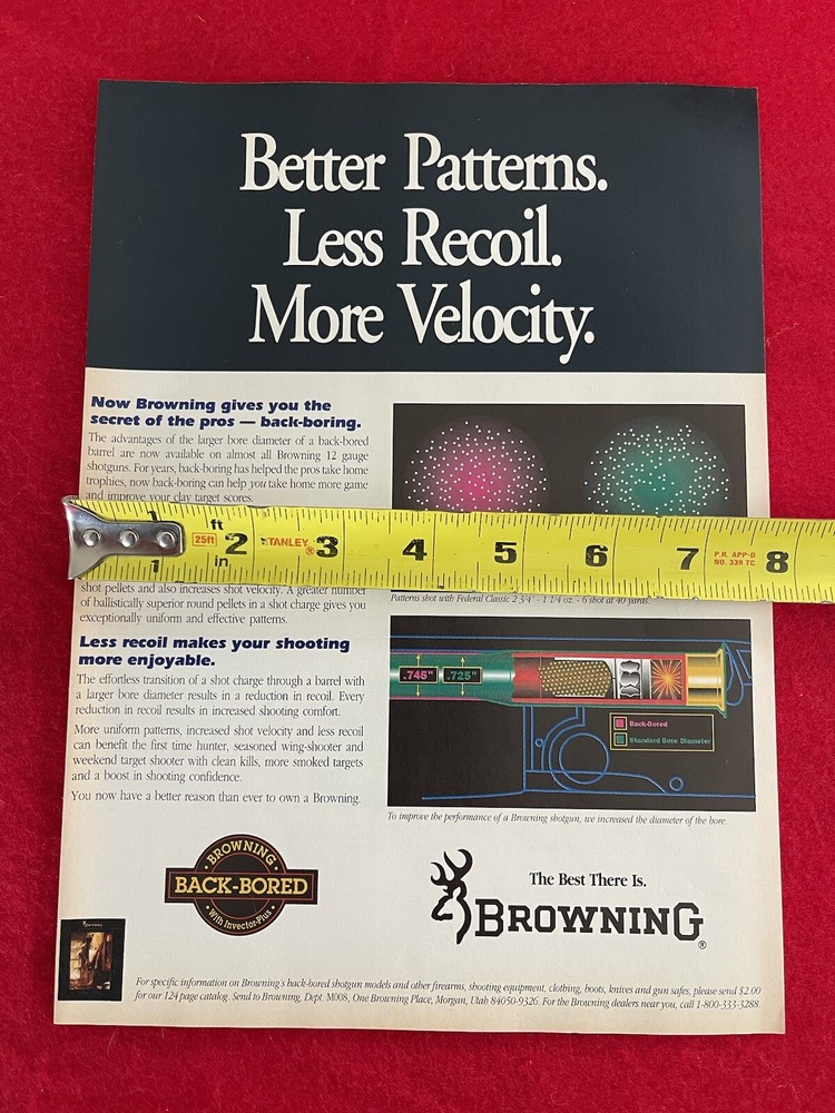 Browning Back Bored Barrel 1993 Print Ad Less Recoil