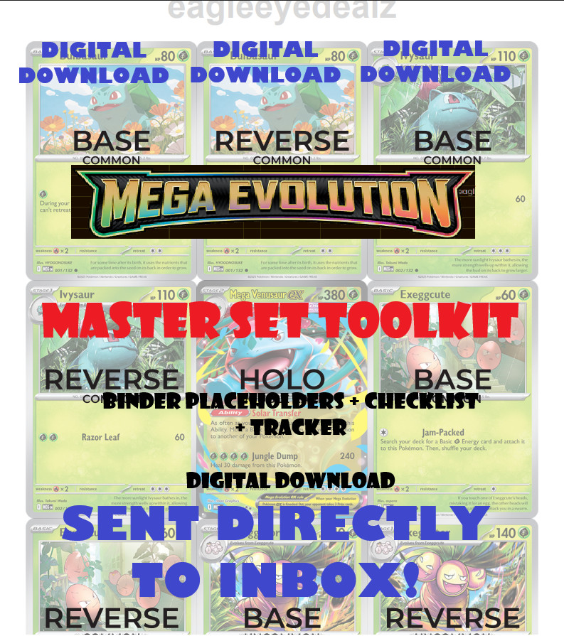 Mega Evolution Master Checklist + Binder Placeholders + Excel Tracker (DIGITAL)