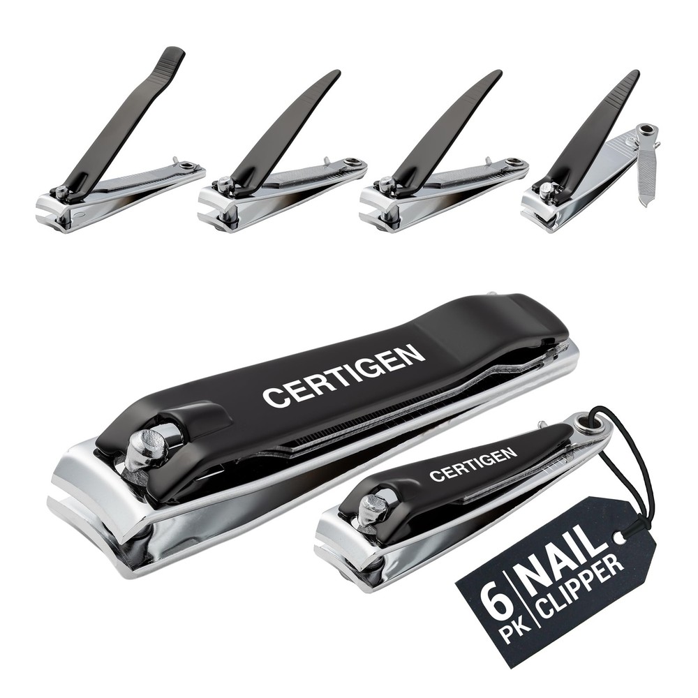 Nail Clippers Set 6 -Pack - Includes Toenail Clippers, Fingernail Grey