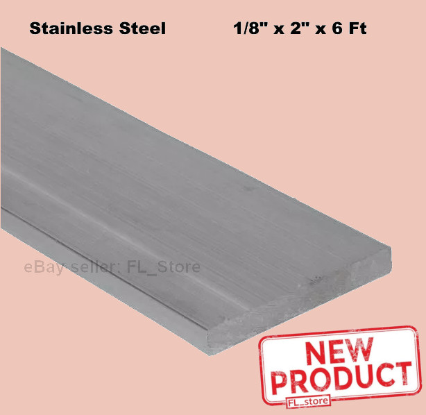 1/8" x 2 in x 6 Feet Stainless Steel Flat Stock Rectangular Bar 304 Mill Finish