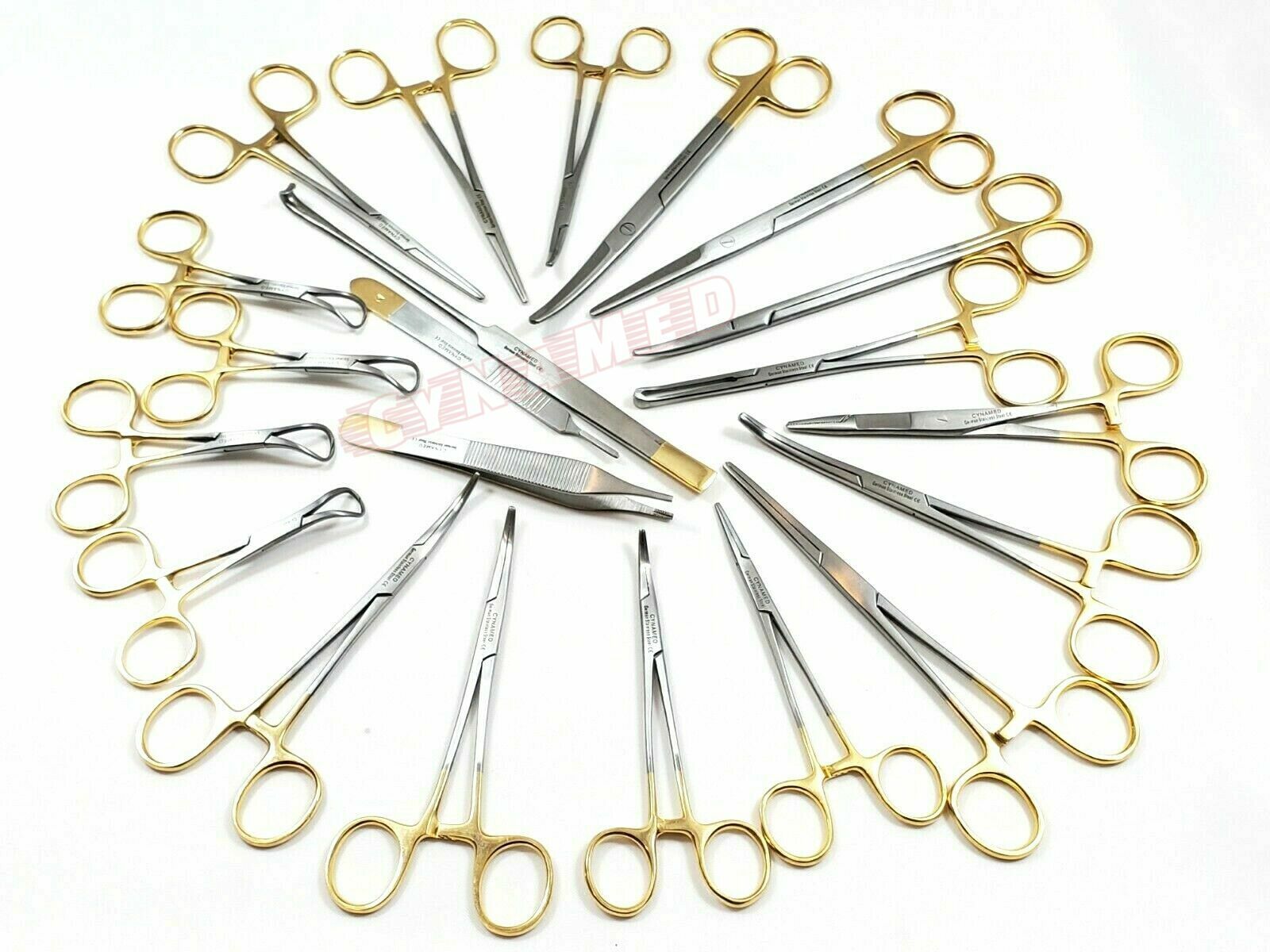 GERMAN 82 PCS GOLD HANDLE GENERAL SURGERY SPAY PACK DENTAL SURGICAL INSTRUMENTS