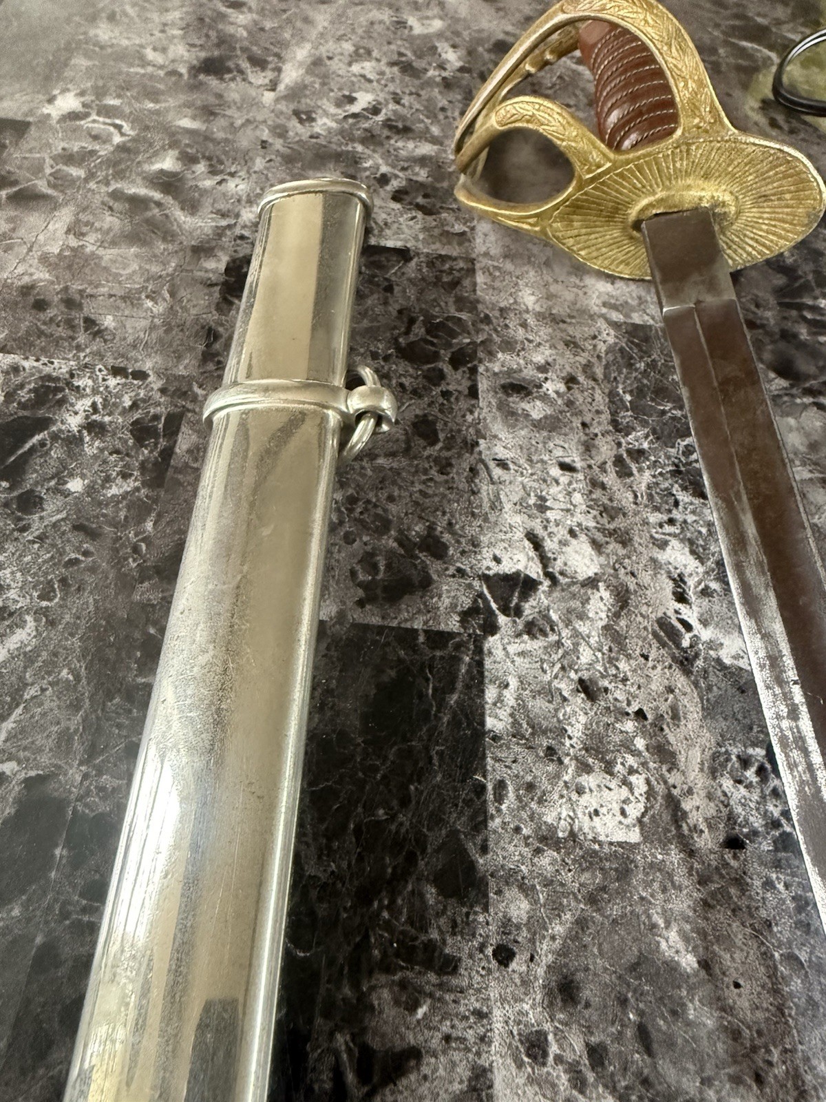 Model 1872 Springfield US Officer Sword Brass Guard with Nickel Scabbard