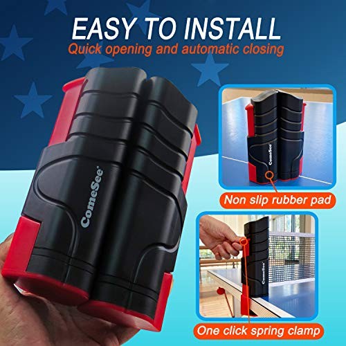 Retractable Ping Pong Net for Any Table, Table Tennis Nets and Posts black