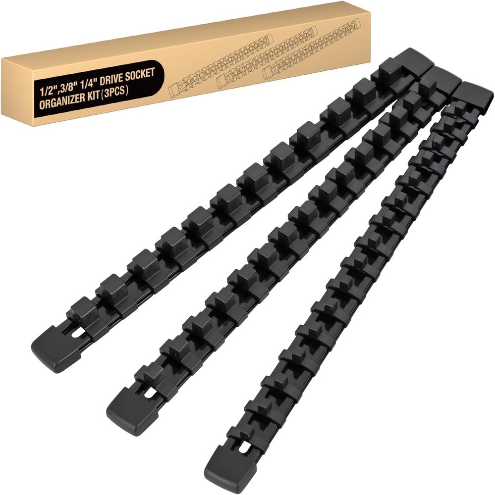 Socket Organizer ABS Socket Holder Set 1/4" 3/8" 1/2" Drive Socket Rail Holders