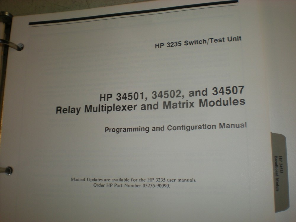 Hewlett Packard Programming & Configuration Manual for HP 3235 Switch/Test - #2