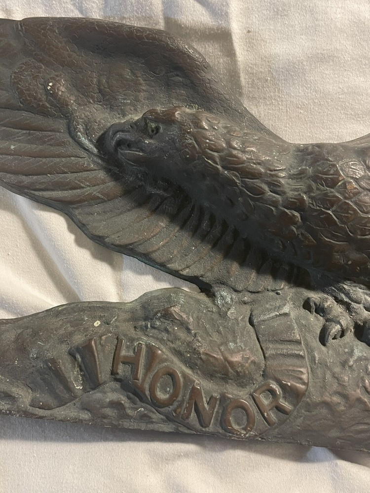 LARGE Antique Solid Bronze Patriotic Honor Roll Eagle Architectural Salvage