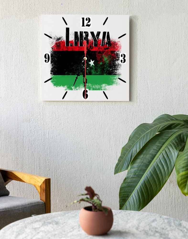 Libya Flag Wall clock patriots CERAMIC Tile Watch Support Décor