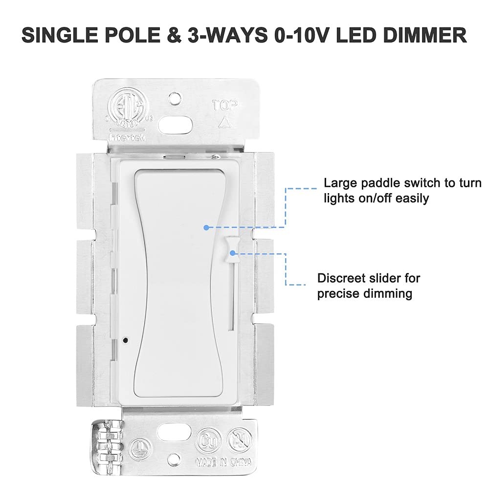 0-10V LED Dimmer Switch, Low Voltage Dimmer Switch for Dimmable LED Lights, CFL,