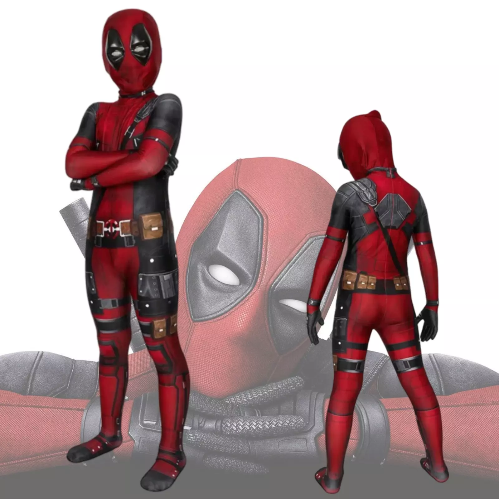Deadpool Costume Cosplay Halloween Kids Bodysuit Boys Fancy Dress Party Red 2024