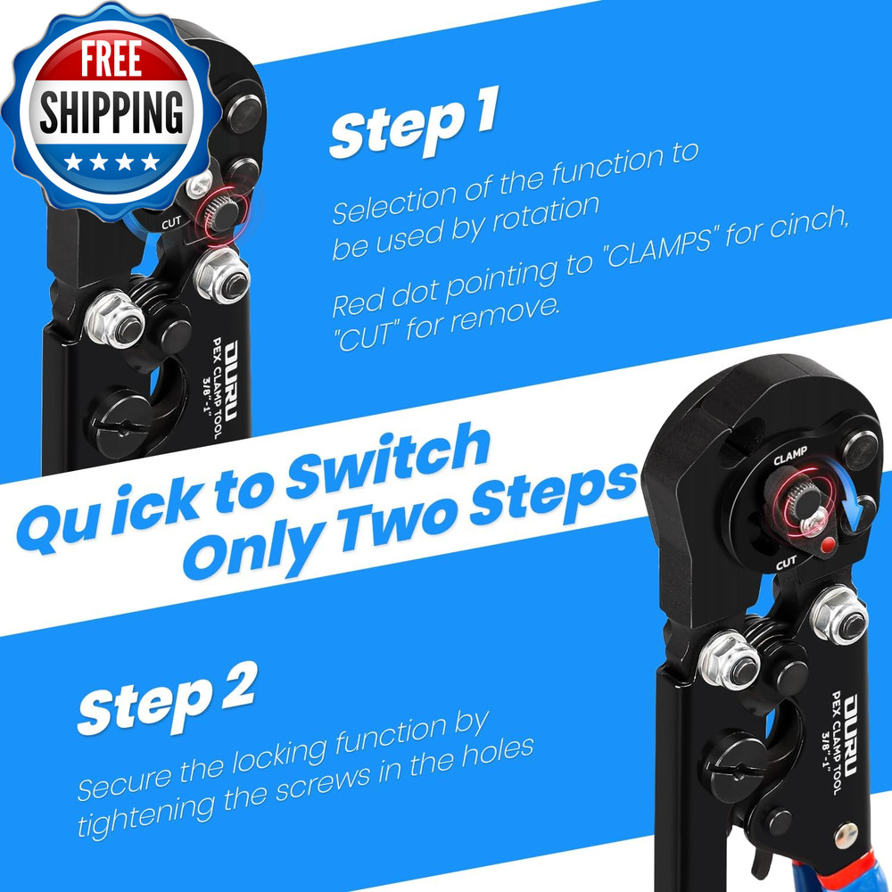 2 in 1 Ratchet Pex Crimping Tool Cinch and Remove Combo Function Pex Pipe Crimp