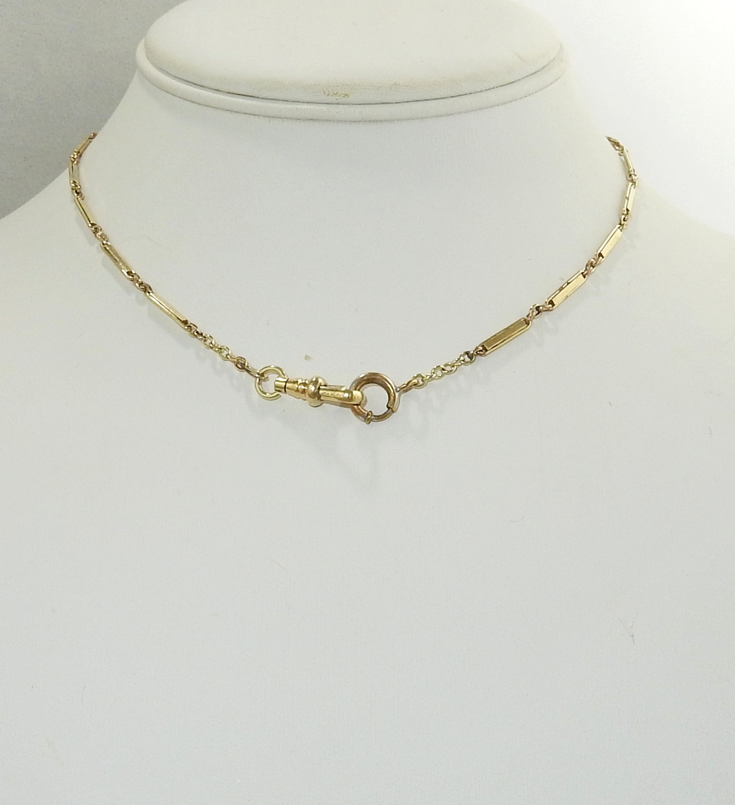 Antique 1/10 14K Yellow Gold Filled 14.25" Bar Link Pocket Watch Chain 6g