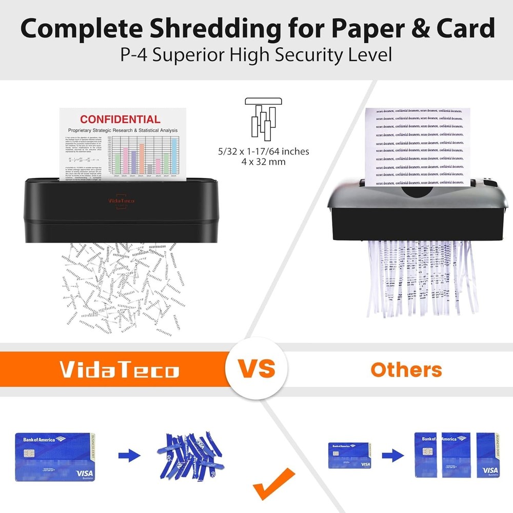 Fast 8-Sheet Shredder with Automatic Start-Stop, Jam Proof & Easy Empty Design