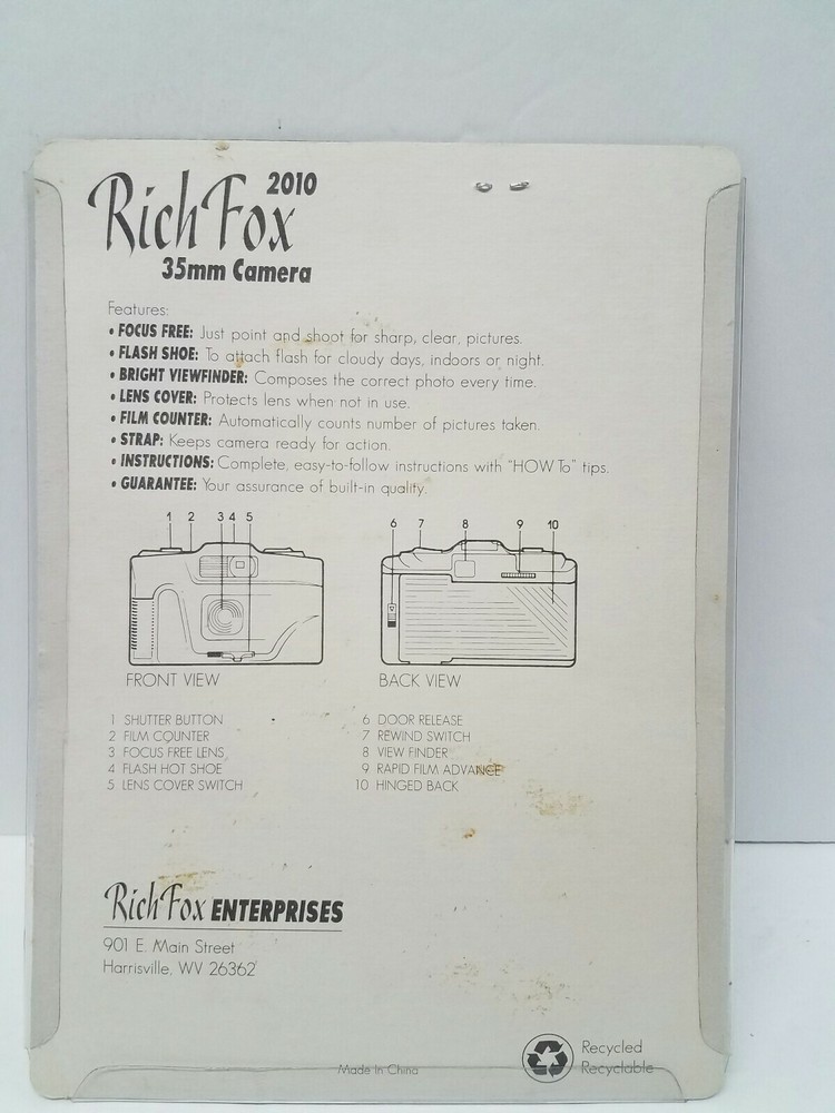 Rich Fox 2010 35mm Camera NEW