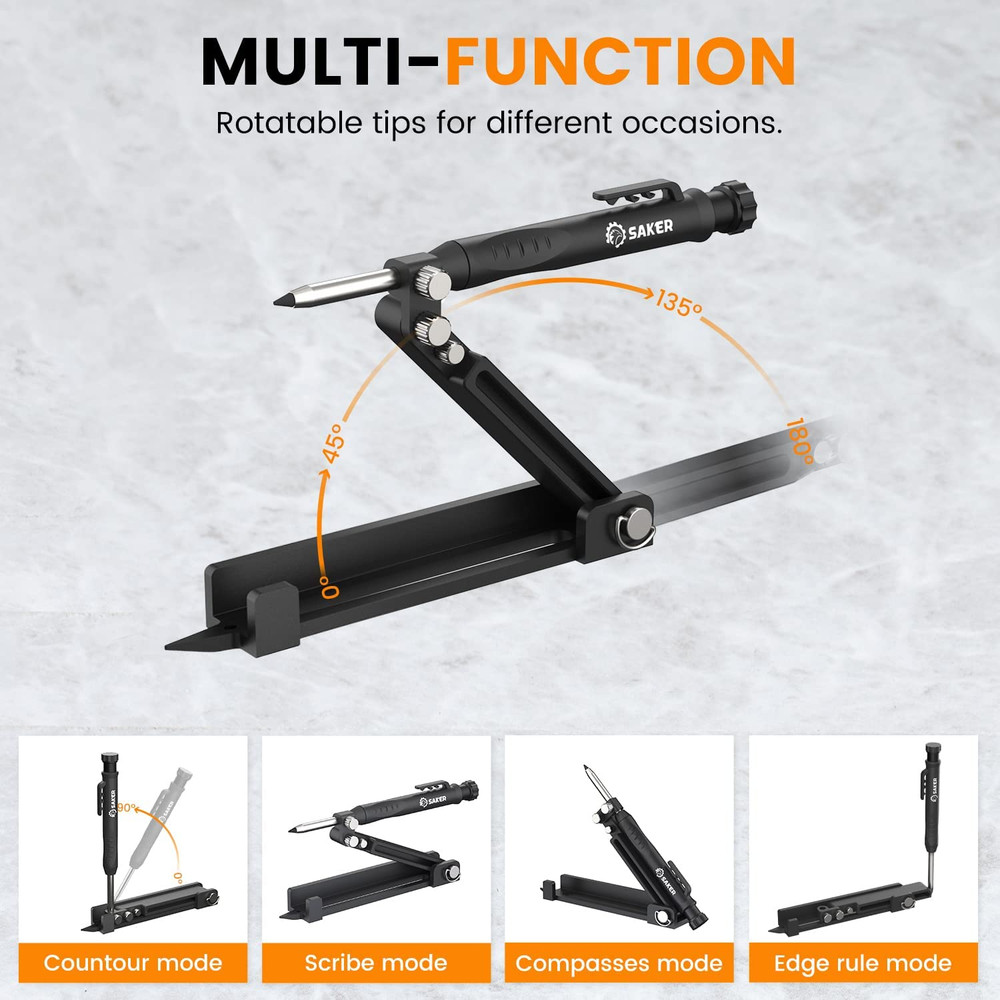 Multi-Function Scribing Tool- Construction Pencil- Aluminum Alloy Scribe Tool wi