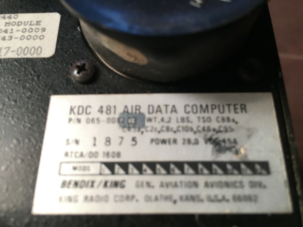 Bendix King KDC 481 Air Data 065-0082-03, sn 1875