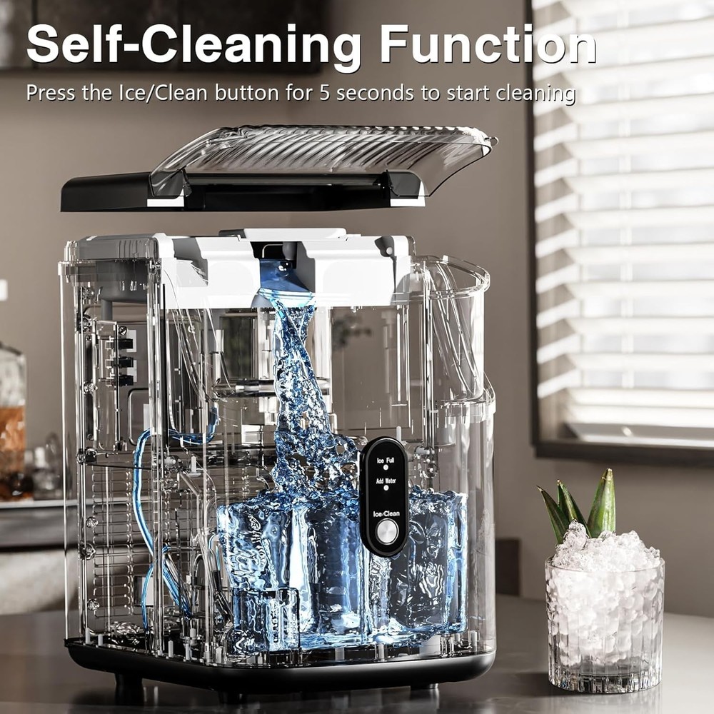 Nugget Ice Maker Countertop, Chewable Nugget Ice Machine with Automatic Clean...